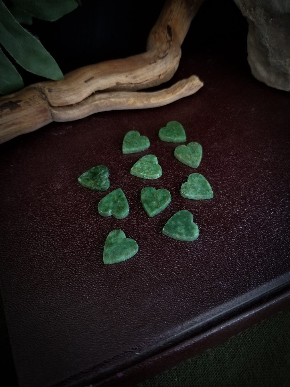 Green Jade Hear Cabochons