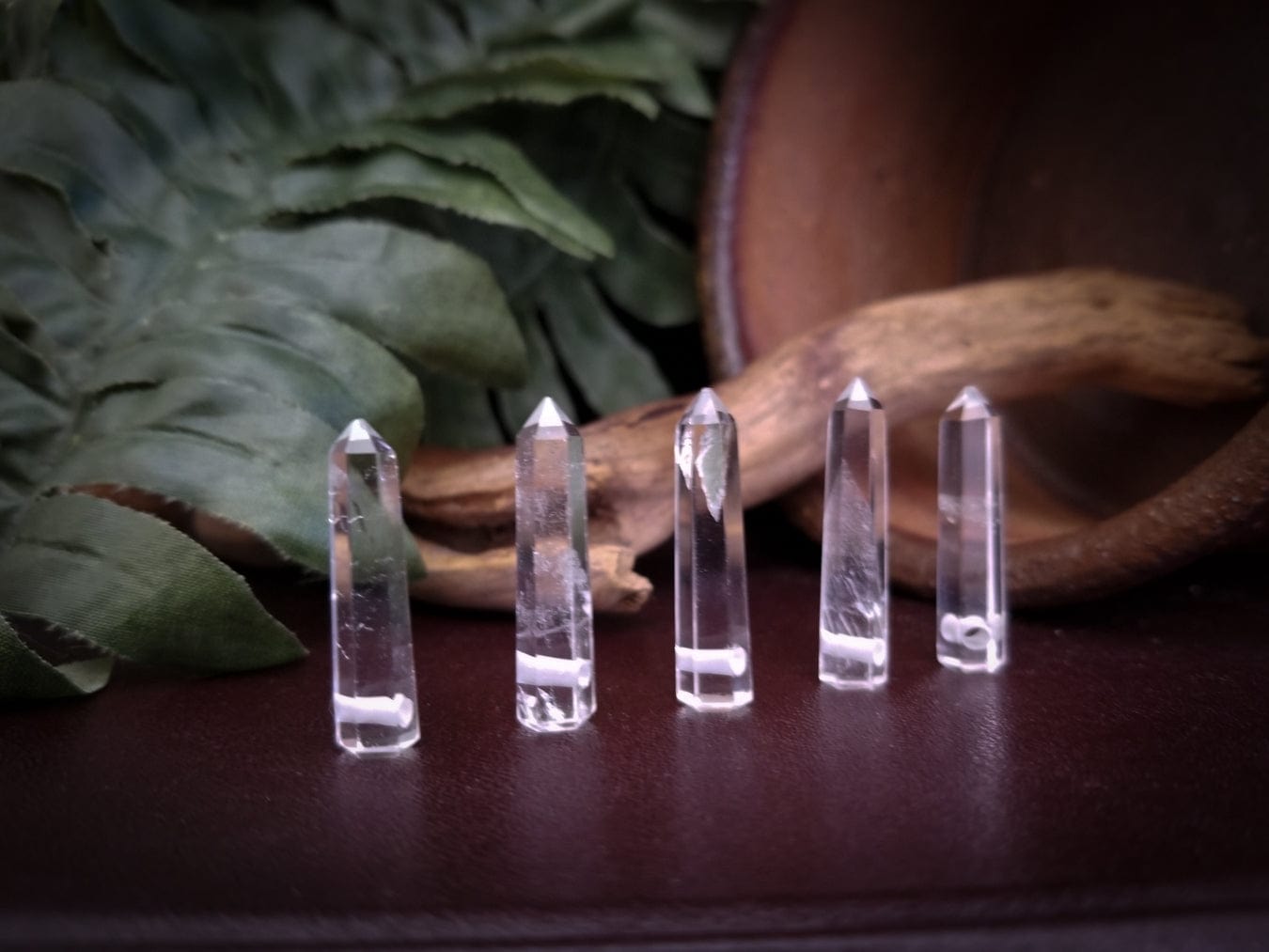 5 clear quartz points beads