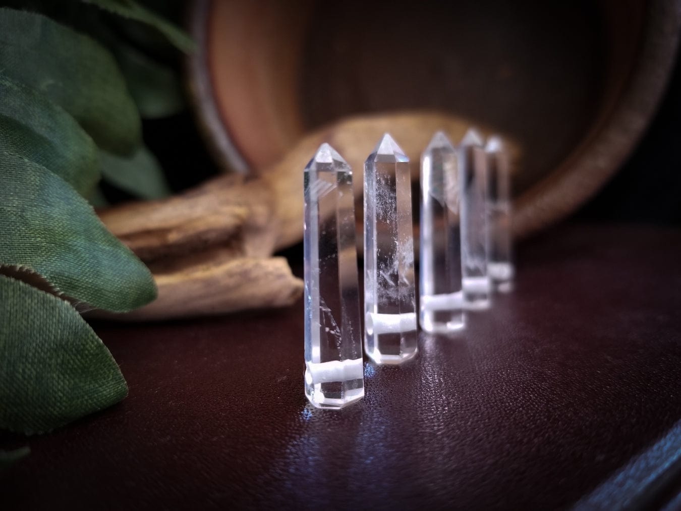 5 clear quartz points beads