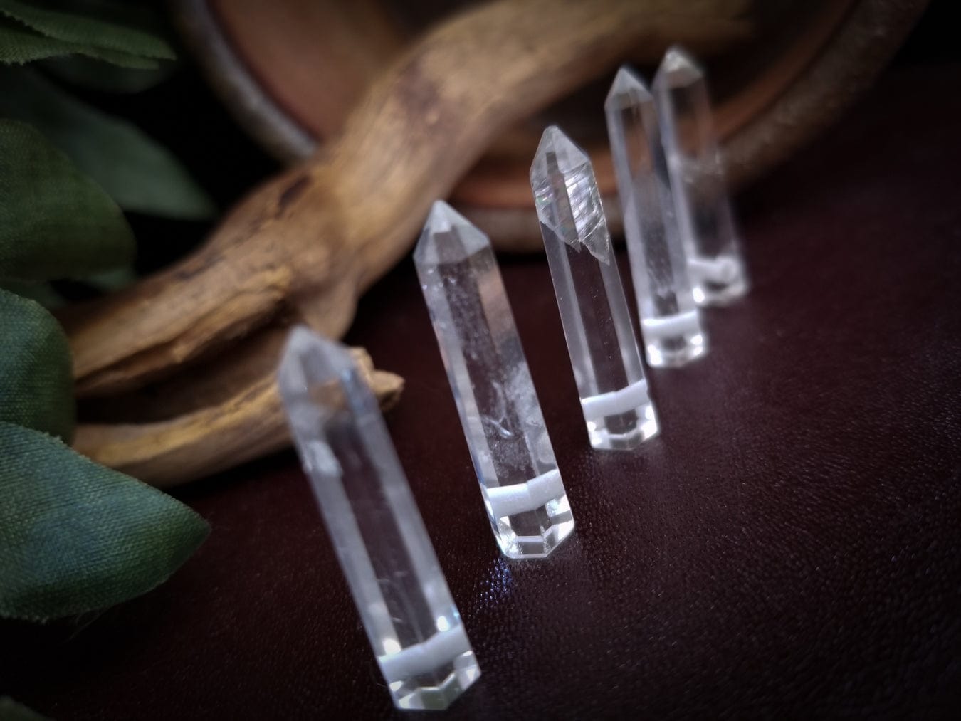 5 clear quartz points beads